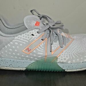 New Balance Light Grey Athletic Sneakers with Peach Accents